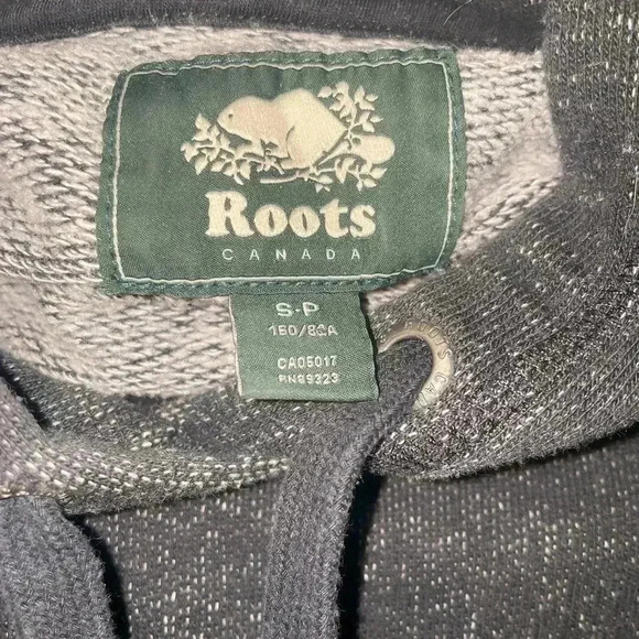 Roots "Kanga pocket " grey speckled long sleeve  casual pullover hoodie S - Picture 4 of 6